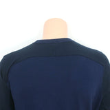 Rag & Bone Paneled Crewneck Sweater Barrow Navy Cotton-Silk Size Large