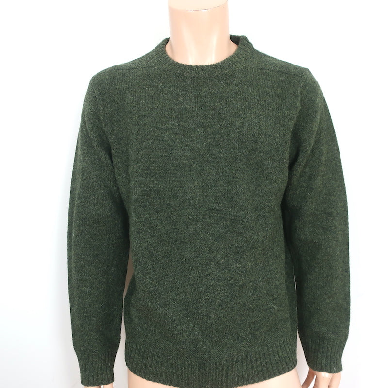 Wallace Barnes Shetland Wool Elbow Patch Sweater Green Size Large