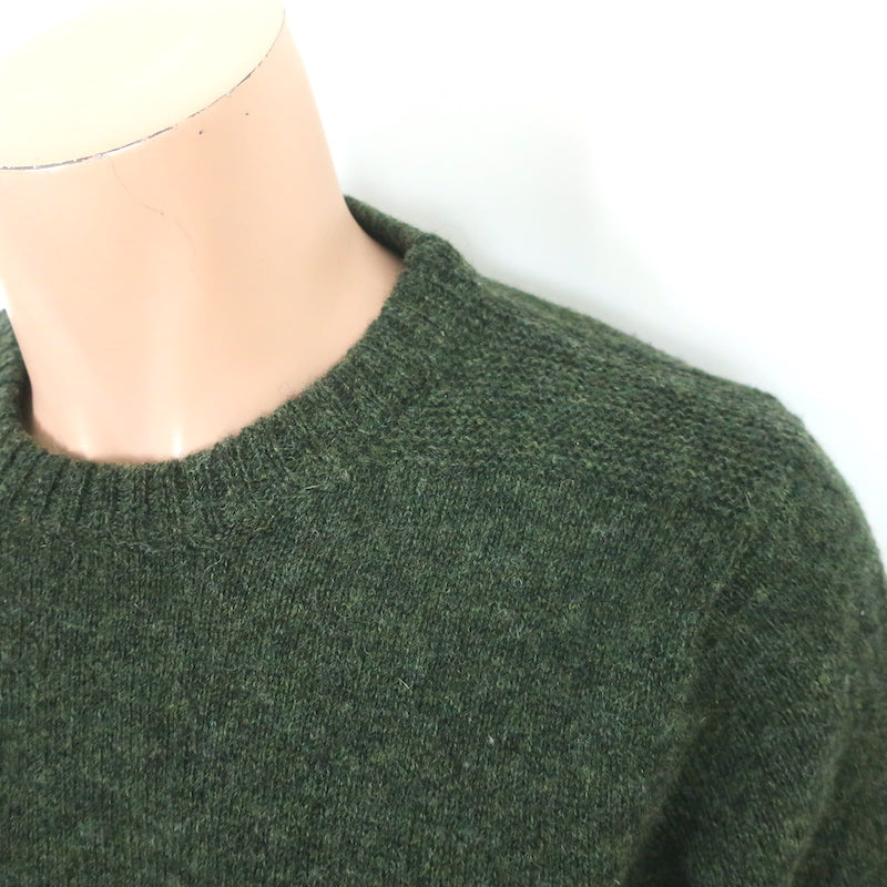 J.Crew Wallace &amp; Barnes Shetland Wool Elbow Patch Sweater Green Size Large