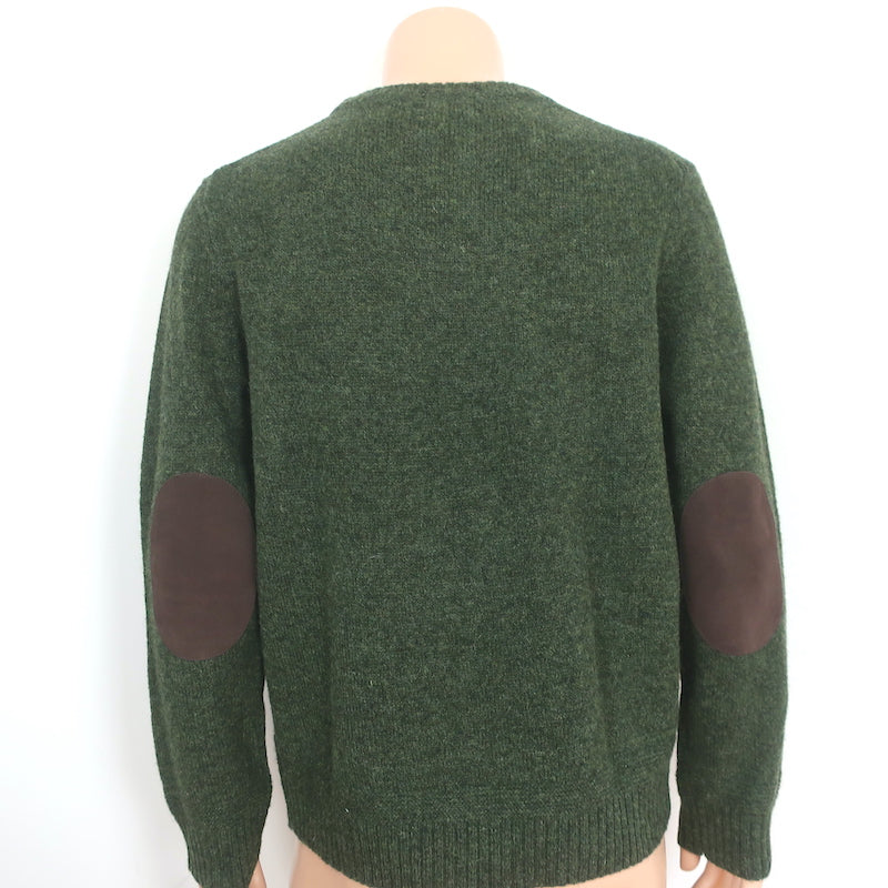 J.Crew Wallace &amp; Barnes Shetland Wool Elbow Patch Sweater Green Size Large