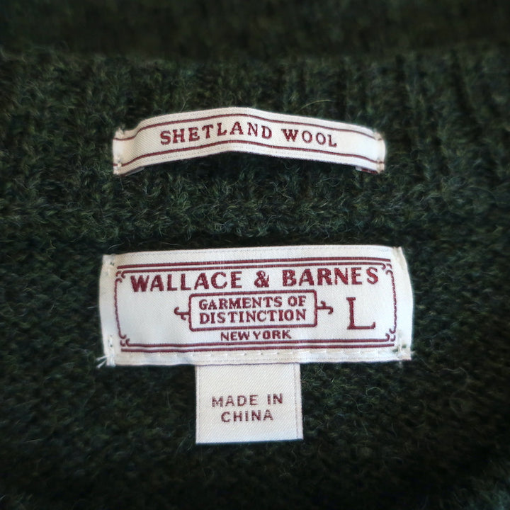 J.Crew Wallace &amp; Barnes Shetland Wool Elbow Patch Sweater Green Size Large