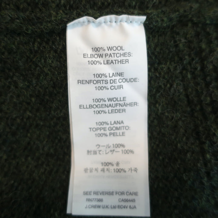 J.Crew Wallace &amp; Barnes Shetland Wool Elbow Patch Sweater Green Size Large