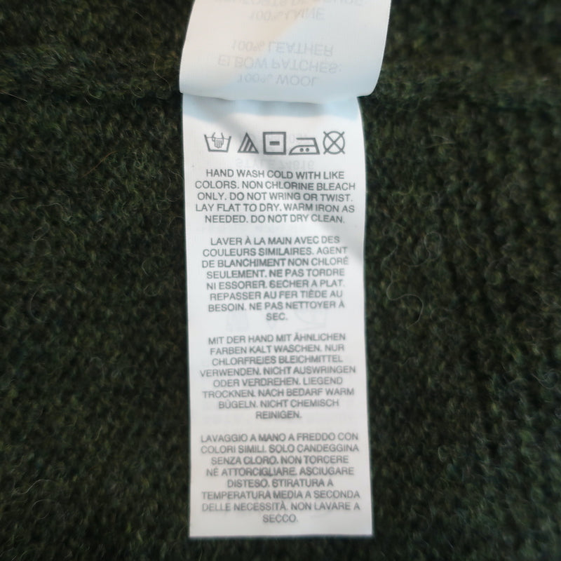 J.Crew Wallace &amp; Barnes Shetland Wool Elbow Patch Sweater Green Size Large