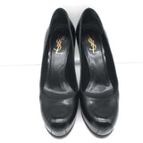 Saint Laurent Tribtoo Platform Pumps Black Grained Leather Size 36.5
