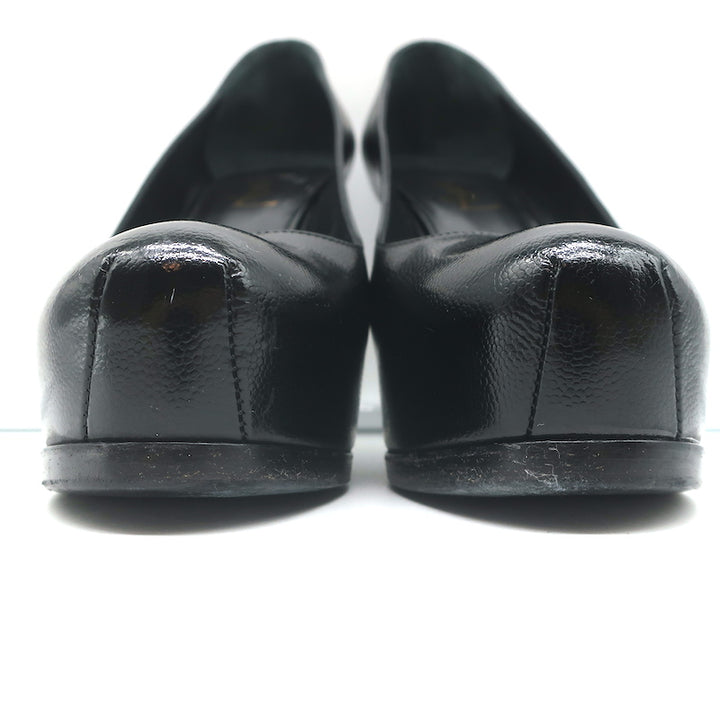 Saint Laurent Tribtoo Platform Pumps Black Grained Leather Size 36.5