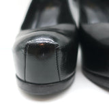 Saint Laurent Tribtoo Platform Pumps Black Grained Leather Size 36.5