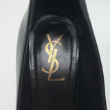 Saint Laurent Tribtoo Platform Pumps Black Grained Leather Size 36.5