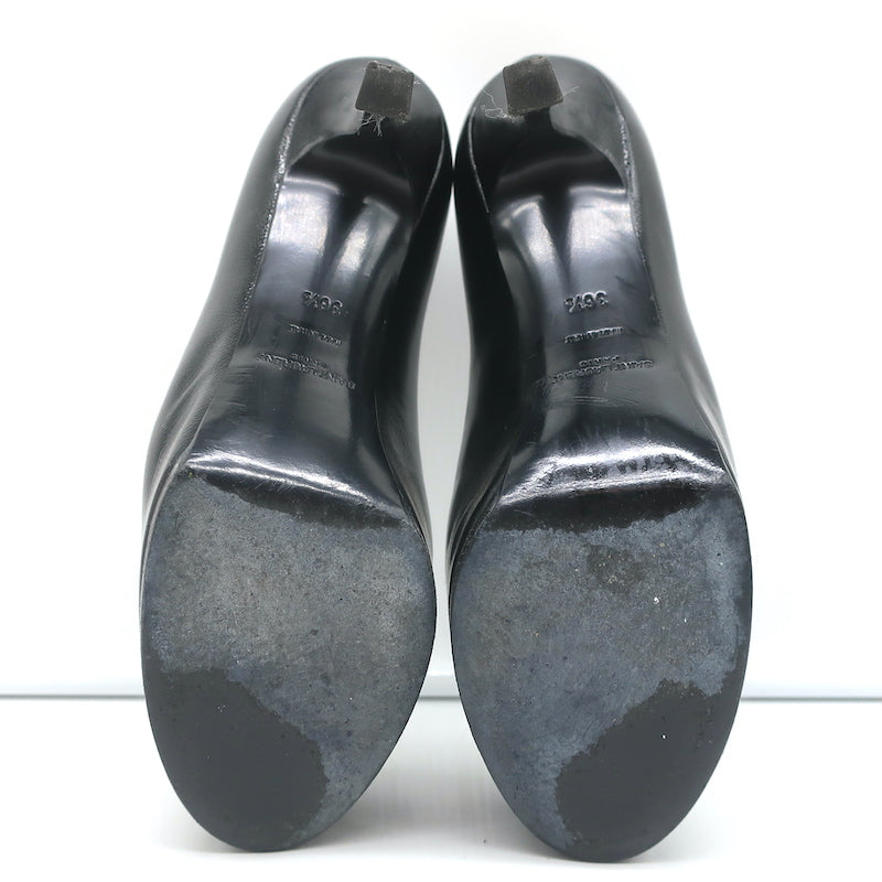 Saint Laurent Tribtoo Platform Pumps Black Grained Leather Size 36.5