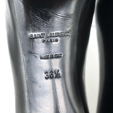 Saint Laurent Tribtoo Platform Pumps Black Grained Leather Size 36.5