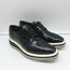 Prada Wingtip Brogue Platform Sneakers Black Spazzolato Leather Size 36.5