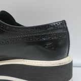 Prada Wingtip Brogue Platform Sneakers Black Spazzolato Leather Size 36.5