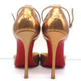 Christian Louboutin Dollyla d'Orsay Pumps Gold Metallic Patent Leather Size 37