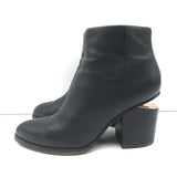 Alexander Wang Gabi Ankle Boots Black Leather Size 37 Cutout Heel Booties