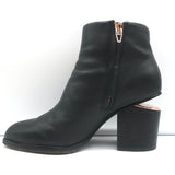 Alexander Wang Gabi Ankle Boots Black Leather Size 37 Cutout Heel Booties