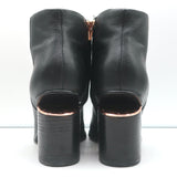 Alexander Wang Gabi Ankle Boots Black Leather Size 37 Cutout Heel Booties