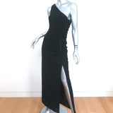 Laundry by Shelli Segal Beaded One Shoulder Gown Black Jersey Size 4 Maxi Dress