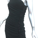 Laundry by Shelli Segal Beaded One Shoulder Gown Black Jersey Size 4 Maxi Dress