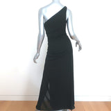 Laundry by Shelli Segal Beaded One Shoulder Gown Black Jersey Size 4 Maxi Dress