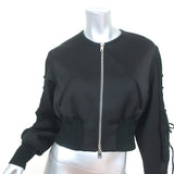 3.1 Phillip Lim Gathered-Sleeve Bomber Jacket Black Satin Size 0