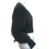 3.1 Phillip Lim Gathered-Sleeve Bomber Jacket Black Satin Size 0