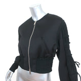 3.1 Phillip Lim Gathered-Sleeve Bomber Jacket Black Satin Size 0