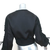 3.1 Phillip Lim Gathered-Sleeve Bomber Jacket Black Satin Size 0