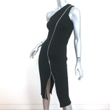 Givenchy One Shoulder Zipper-Detail Dress Black Stretch Jersey Size 36 NEW
