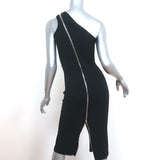 Givenchy One Shoulder Zipper-Detail Dress Black Stretch Jersey Size 36 NEW