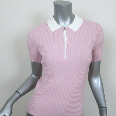 Rag & Bone Polo Shirt Pink Ribbed Knit Size Small Short Sleeve Top NEW