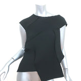 NU London Black Label Asymmetric Pleated Top Black Size 0 Cap Sleeve Blouse