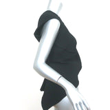 NU London Black Label Asymmetric Pleated Top Black Size 0 Cap Sleeve Blouse