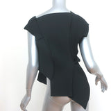 NU London Black Label Asymmetric Pleated Top Black Size 0 Cap Sleeve Blouse