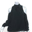 Intermix Cold Shoulder Blouse Renata Black Striped Velvet Size 2 Long Sleeve Top