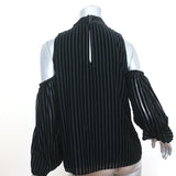 Intermix Cold Shoulder Blouse Renata Black Striped Velvet Size 2 Long Sleeve Top
