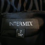 Intermix Cold Shoulder Blouse Renata Black Striped Velvet Size 2 Long Sleeve Top