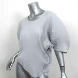 NU London Black Label Asymmetric Pleated Top Light Gray Size 0 Short Sleeve Blouse