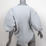 NU London Black Label Asymmetric Pleated Top Light Gray Size 0 Short Sleeve Blouse