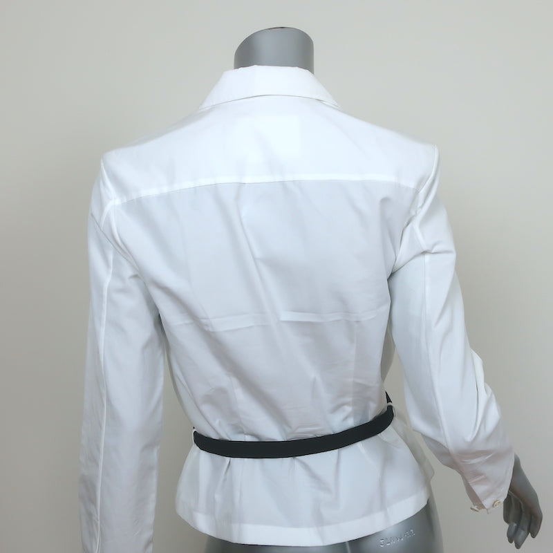 Jil Sander Belted Shirt White Cotton Poplin Size 36 Button Down Blouse