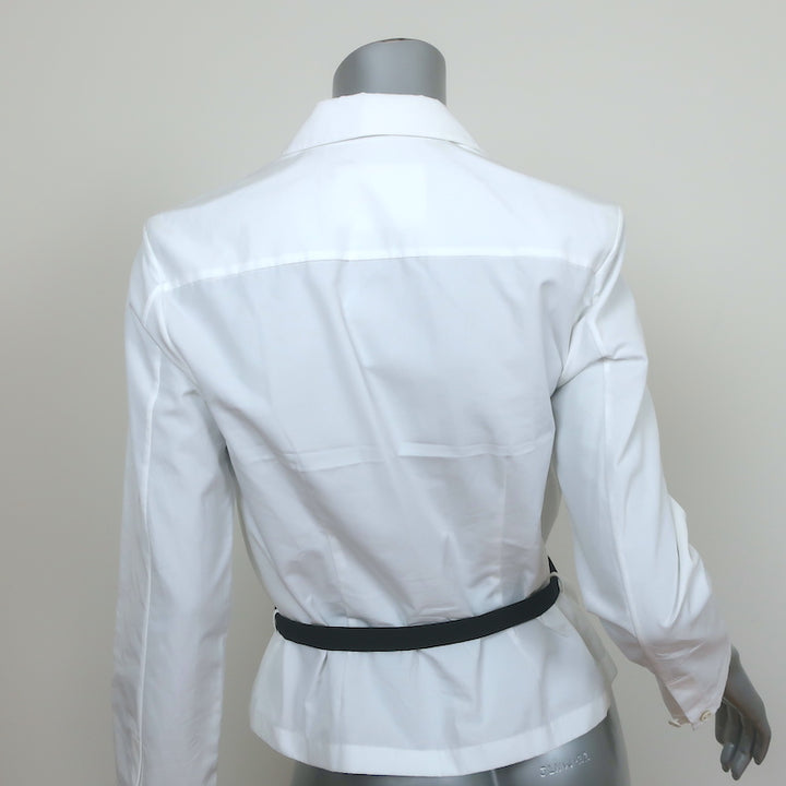 Jil Sander Belted Shirt White Cotton Poplin Size 36 Button Down Blouse