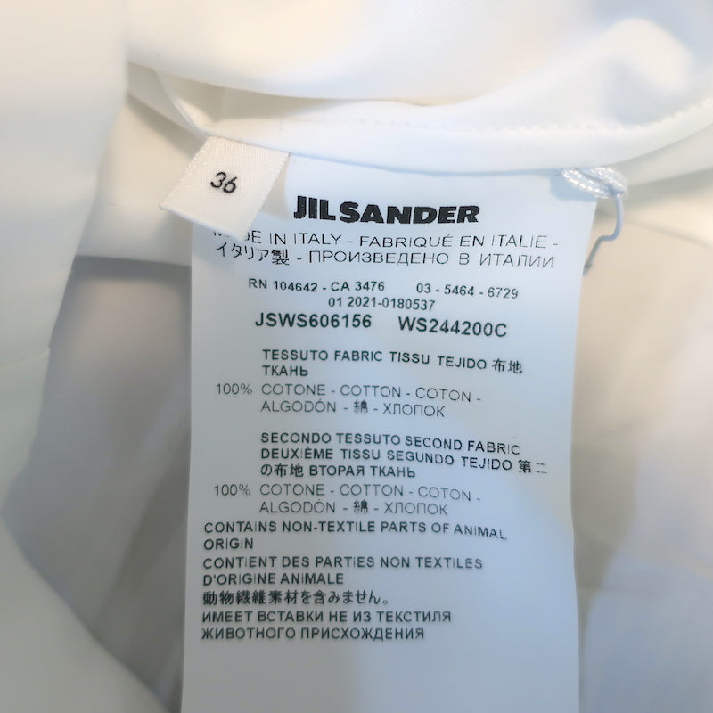 Jil Sander Belted Shirt White Cotton Poplin Size 36 Button Down Blouse