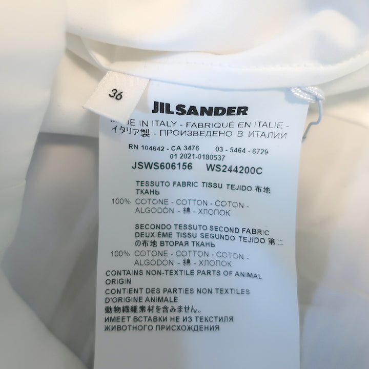 Jil Sander Belted Shirt White Cotton Poplin Size 36 Button Down Blouse