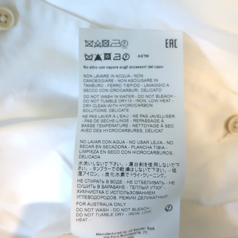 Jil Sander Belted Shirt White Cotton Poplin Size 36 Button Down Blouse