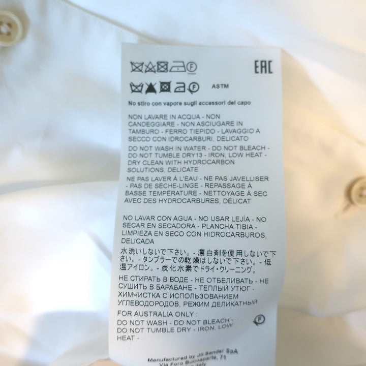 Jil Sander Belted Shirt White Cotton Poplin Size 36 Button Down Blouse
