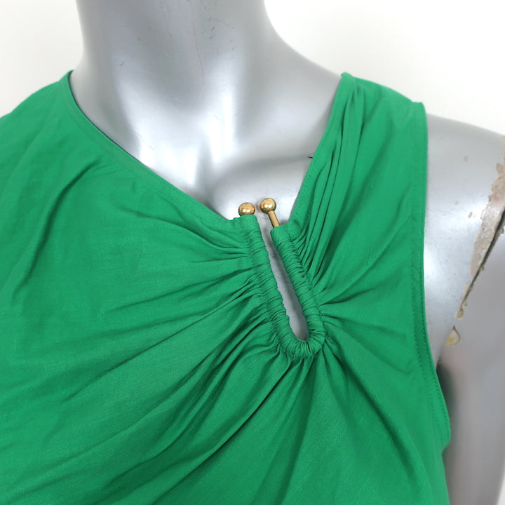 A.L.C. Asymmetric Gathered Mini Dress Jina Jade Stretch Linen Size 2 NEW