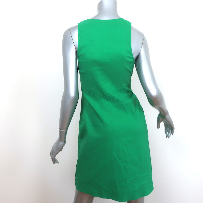 A.L.C. Asymmetric Gathered Mini Dress Jina Jade Stretch Linen Size 2 NEW