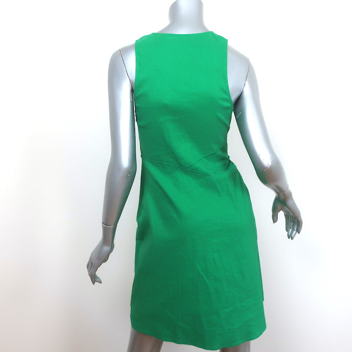 A.L.C. Asymmetric Gathered Mini Dress Jina Jade Stretch Linen Size 2 NEW