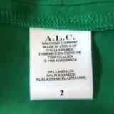 A.L.C. Asymmetric Gathered Mini Dress Jina Jade Stretch Linen Size 2 NEW