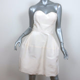 Oscar de La Renta Strapless Mini Dress Cream Silk Faille Size 4