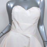 Oscar de La Renta Strapless Mini Dress Cream Silk Faille Size 4