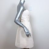 Oscar de La Renta Strapless Mini Dress Cream Silk Faille Size 4